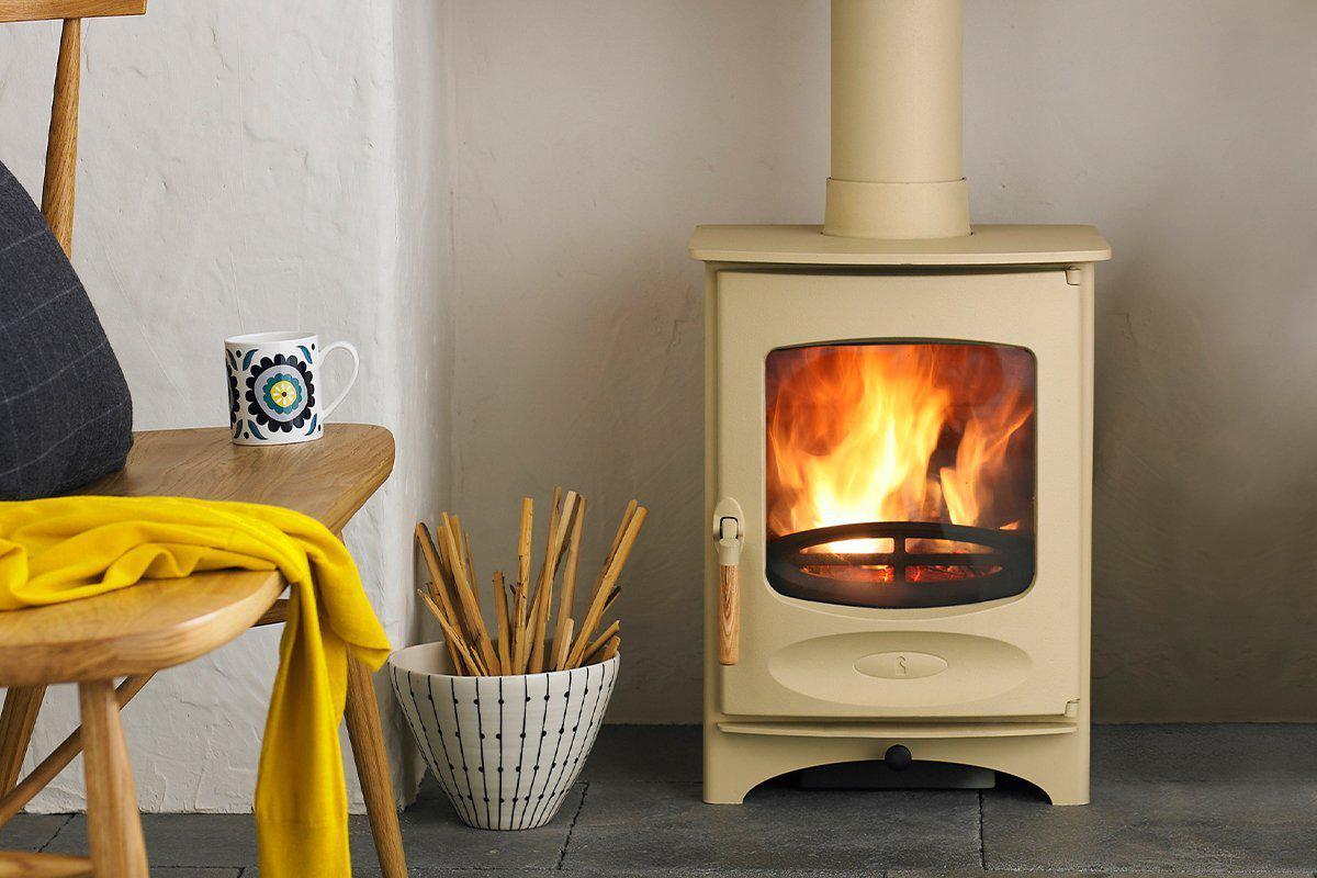 Charnwood C-Four woodburner in bronze  Wood burning stoves living room,  Wood stove hearth, Wood stove fireplace