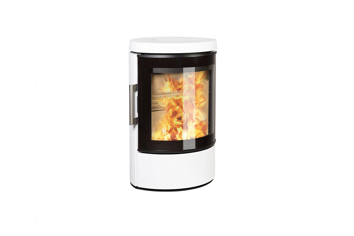 HWAM 3110M Low Plinth in white-Hwam Wood Burning Stoves-The Stove Yard