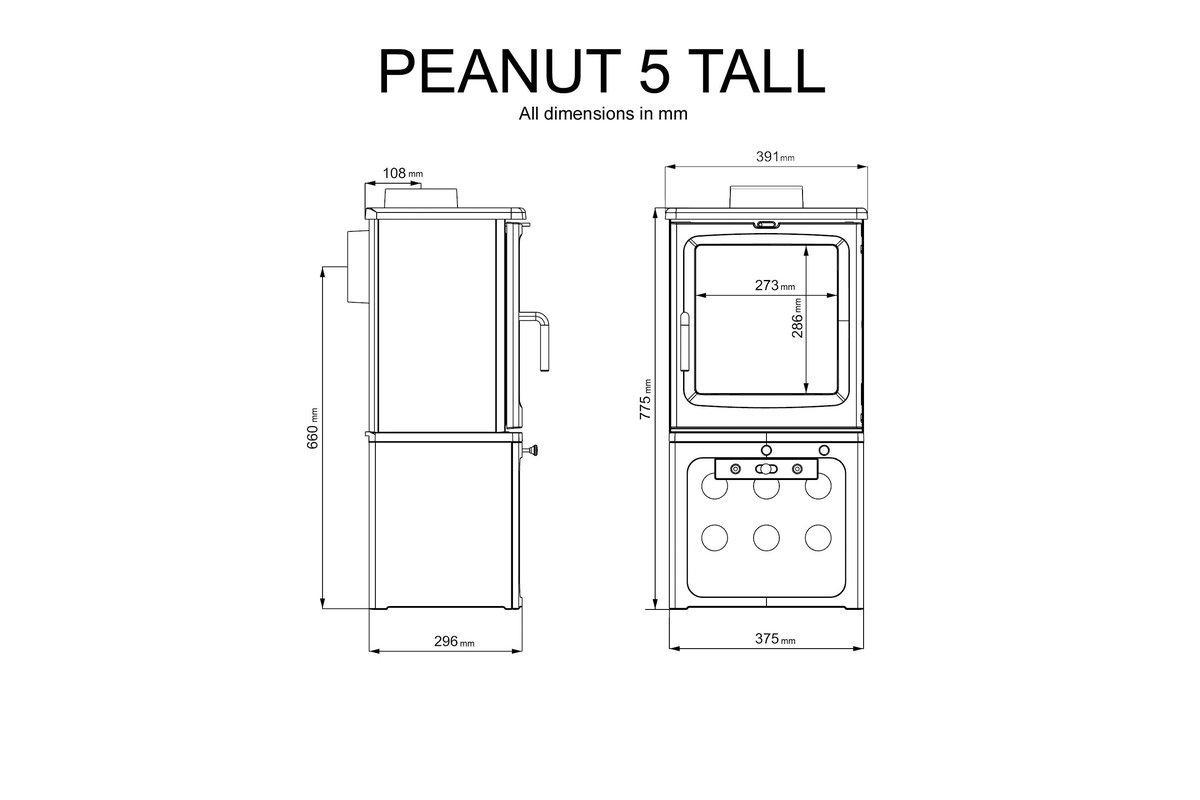 Peanut 5 Tall 5.0kW Wood Burning Stove-Saltfire Ekol-The Stove Yard